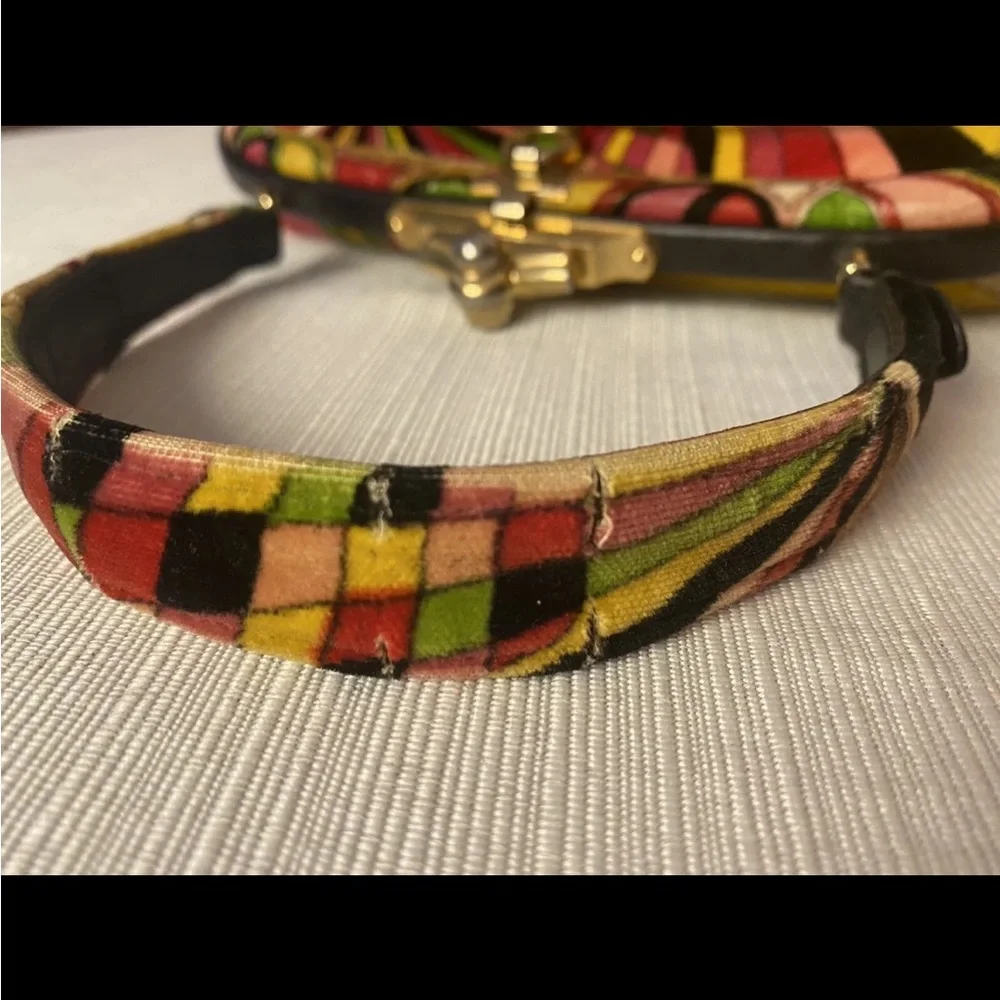 EMILIO PUCCI By Jana Vintage 60's Velvet Handbag‎ Satchel Psychedelic Mod